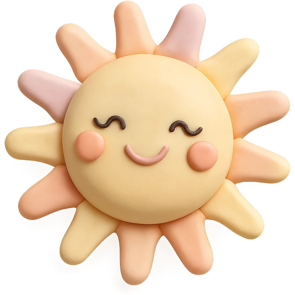 round chubby pastel sun with soft rays emoji