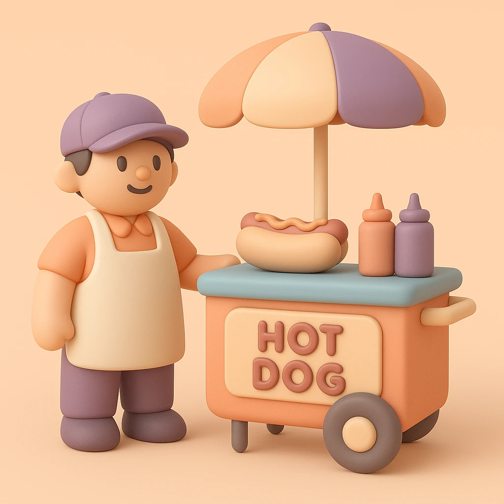 hotdog seller in New York with cart emoji