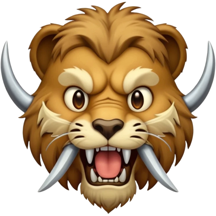 mammoth and saber tooth cat face emoji