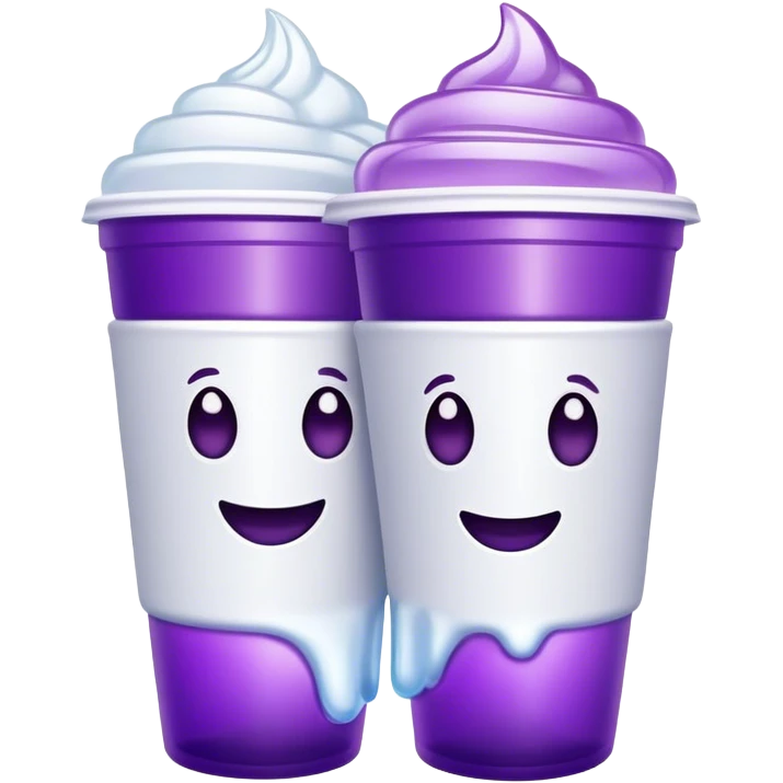 2 white styrofoam cups stacked on each other filled with a purple liquid with ice in it emoji