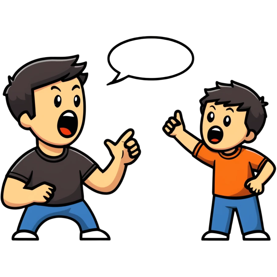 papa gritándole a su hijo en plano medio emoji