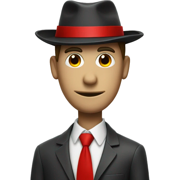 stick man with red tie and hat with red detail   emoji