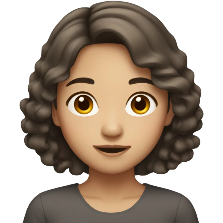 medium wavy long brown hair asian girl emoji