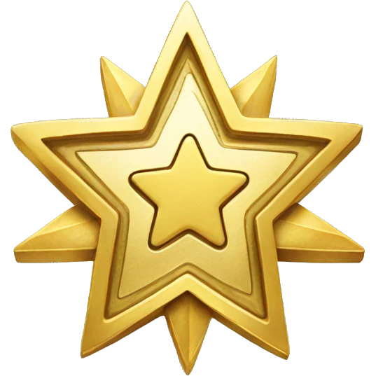 Gold coin in bright color with star in center emoji