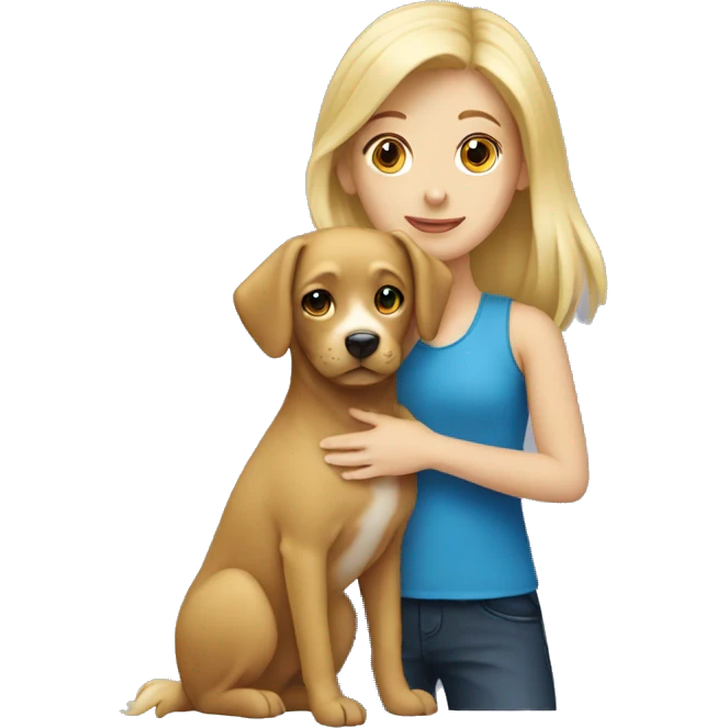 Blonde girl holding a dog emoji