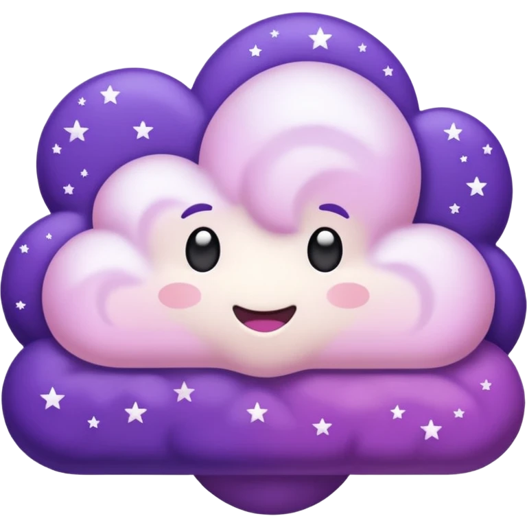 I want a purple cloud that's not like this one ☁️ but has a realistic shape without changing its appearance. The cloud should have a slightly white shaded part and should be starry but still purple/pink. emoji