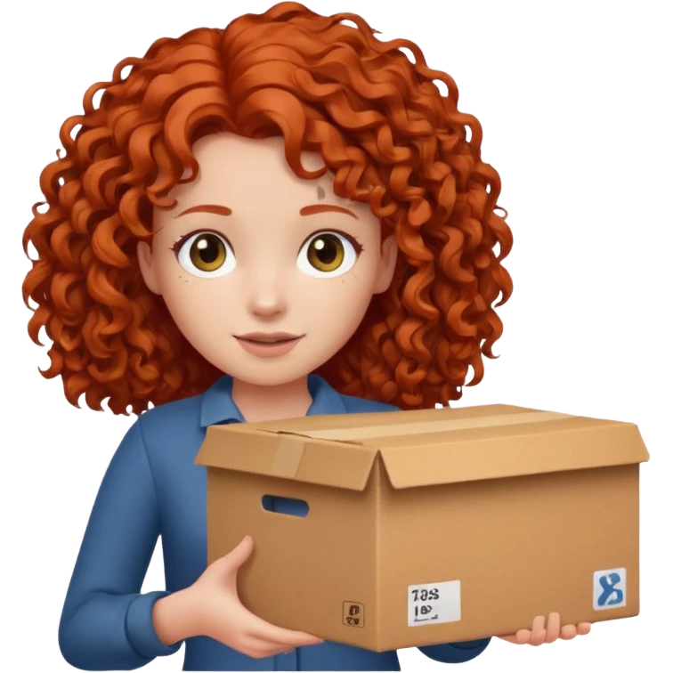 box carrier curly red haired girl  emoji
