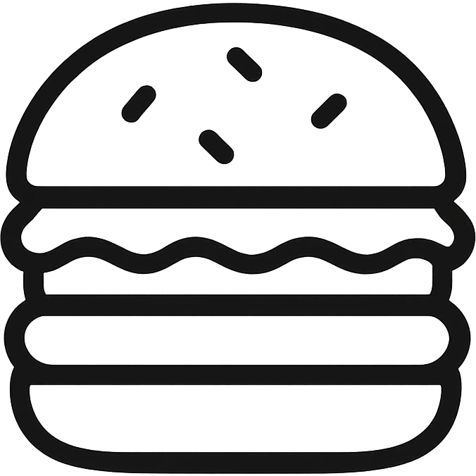 hand-drawn outlined burger icon emoji