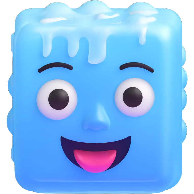 ice cube with frozen face emoji