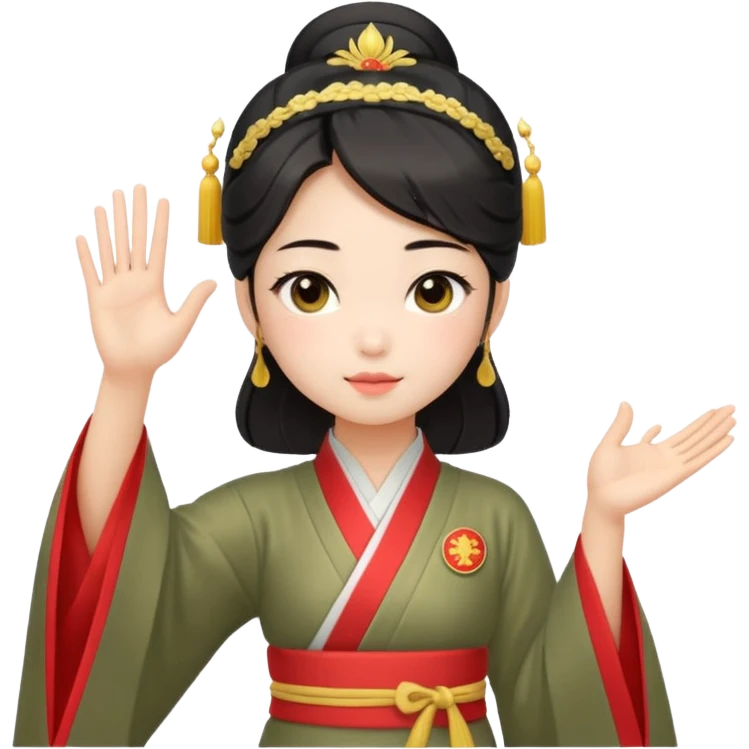 cute and sexy chinese girl in hanfu, paying respect by "salute" gesture as in army, using right hand emoji