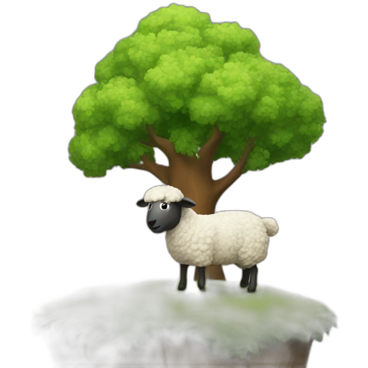 A sheep at the top of a tree emoji
