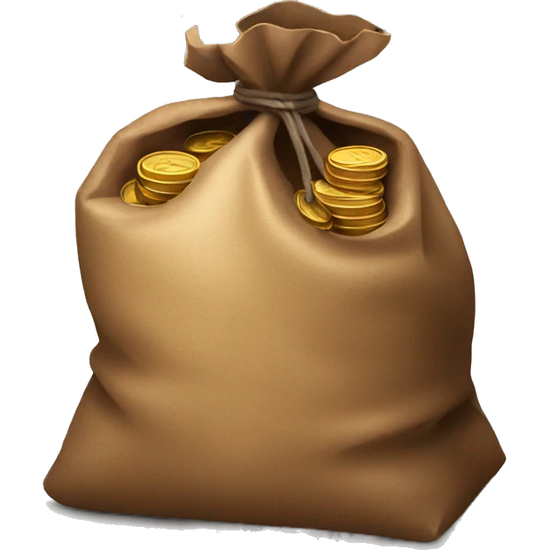 old open dark brown bag full of coins emoji