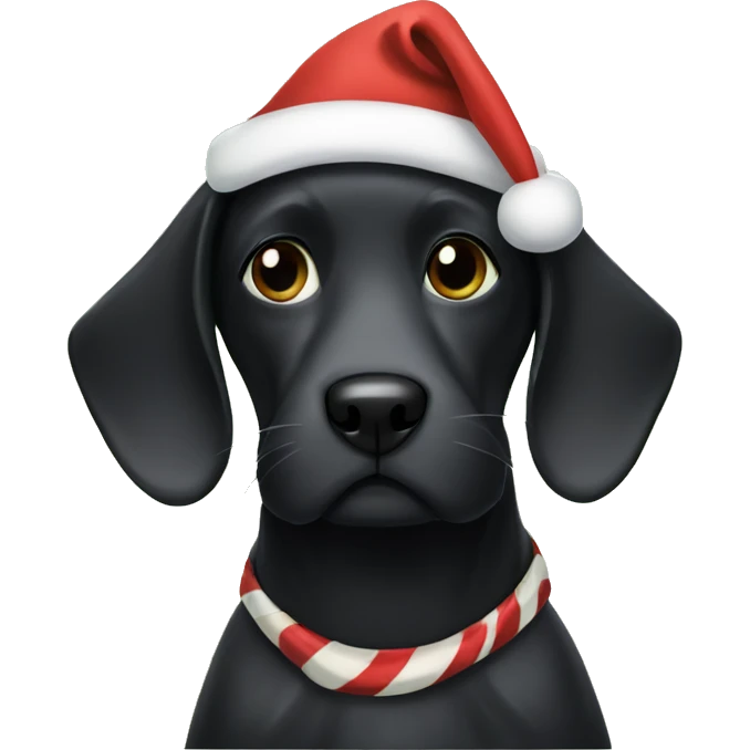 Black dog wrapped in Christmas wrapping paper  emoji