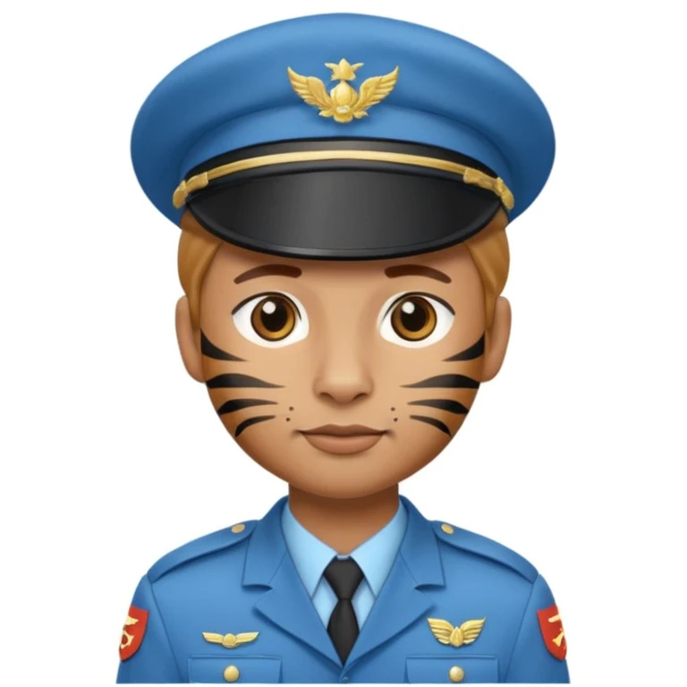 נמר שהוא חייל עם כומתה בצבע תכלת emoji