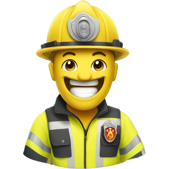 A lemon with but in a fireman outfit smiling emoji