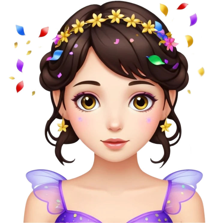 Beautiful Birthday Confetti fairy brunette emoji