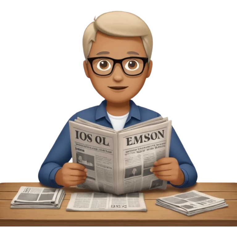 man Folding newspaper on table emoji