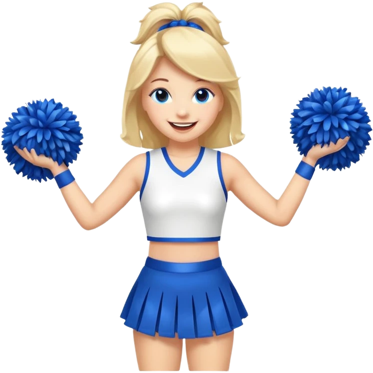 give me a full-length cheerleader with blue pom poms  emoji