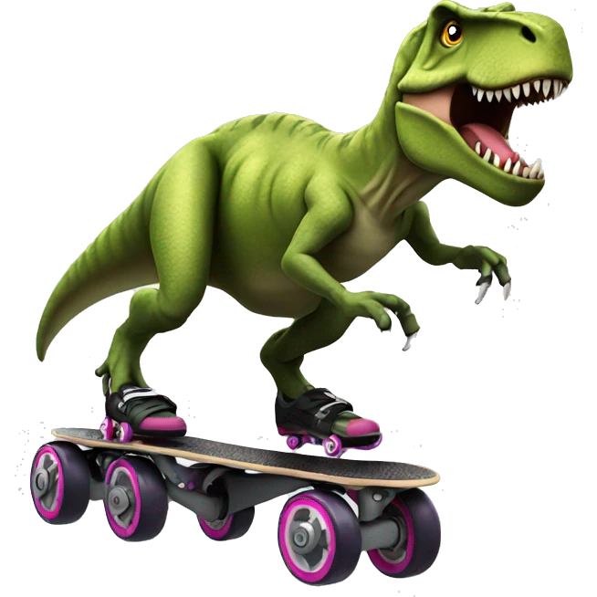 T-rex using rollerblades emoji