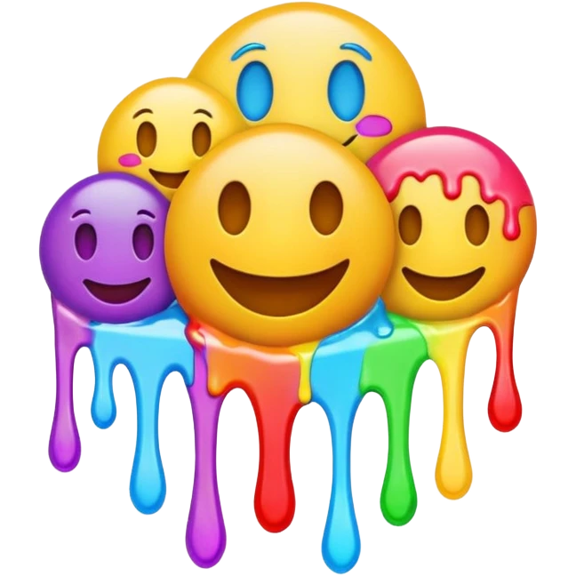 MultiColorful psychedelic melting dripping emojis emoji