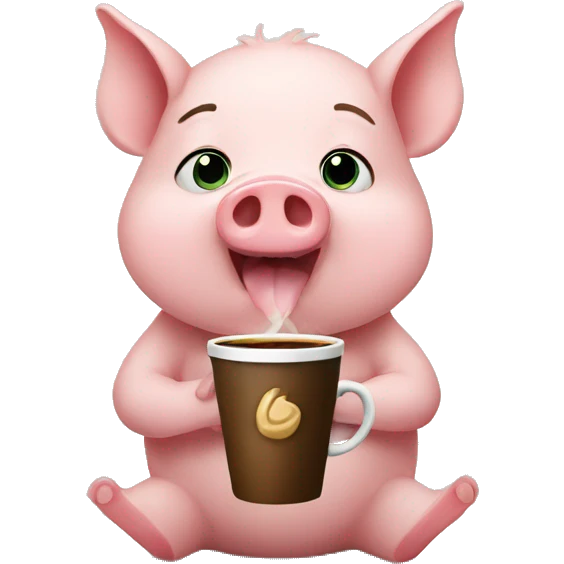 Pig with coffee  emoji