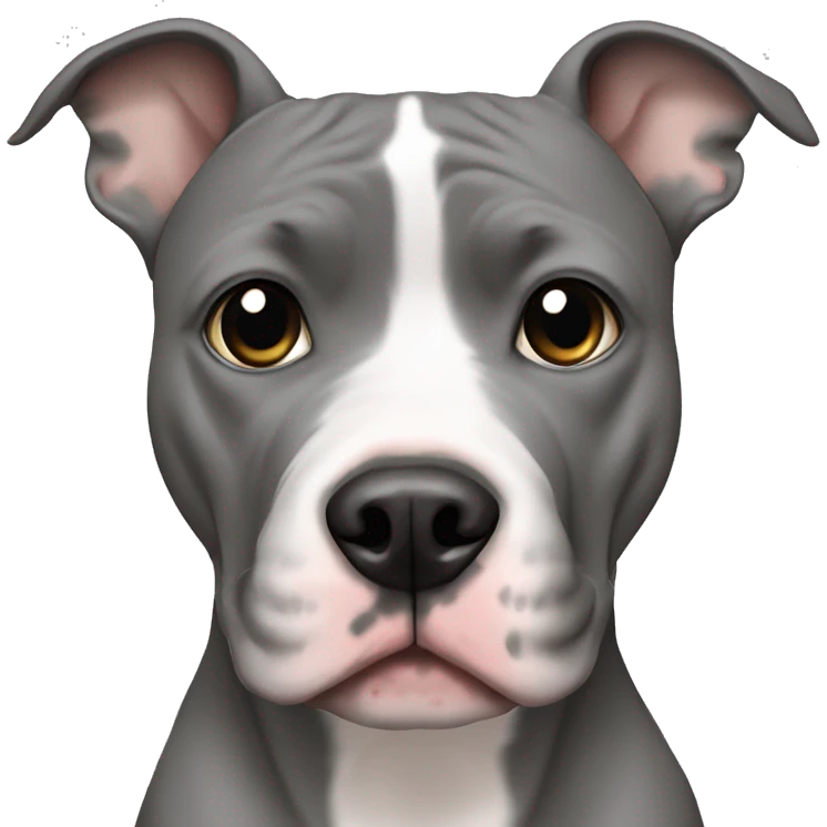 Gray and white pitbull with black eyes emoji