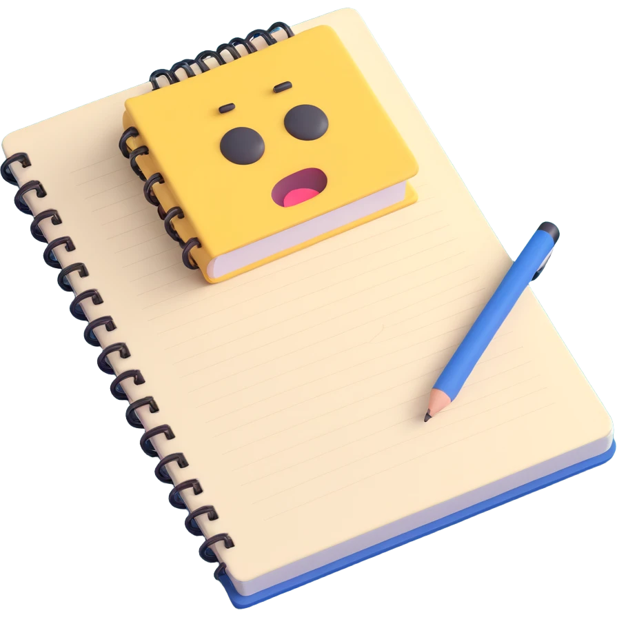 a notebook with homework and bad mark emoji