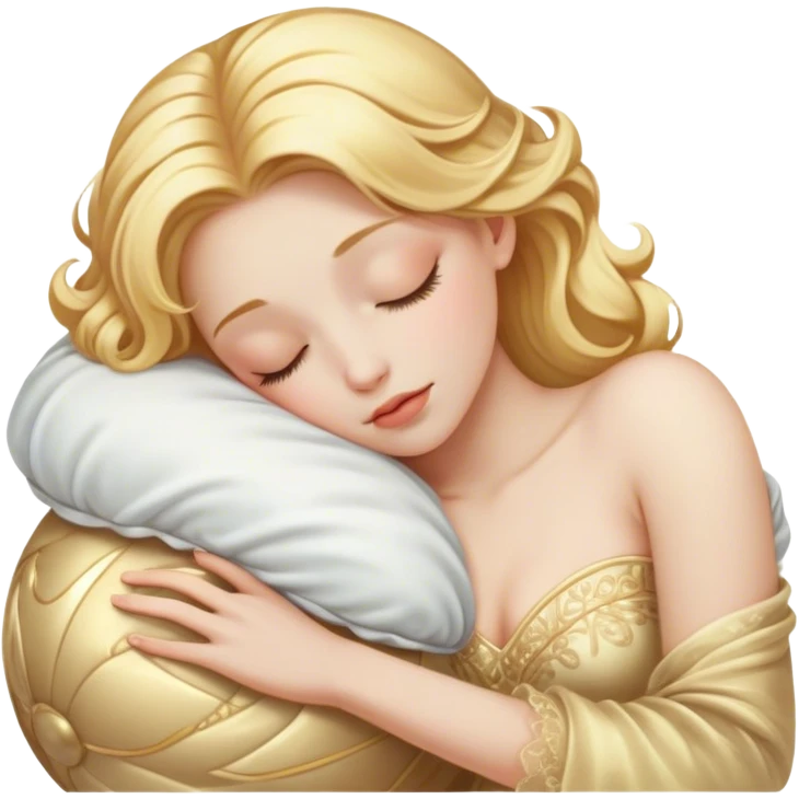 Cinematic Realistic Sleeping Cinderella Portrait, portrayed with exceptional realism: her luminous porcelain skin and exquisitely detailed golden-blonde hair lie softly under the gentle caress of natural light. Her eyes are peacefully closed in a serene, dreamlike slumber, and every fold and shimmer of her iconic ball gown is rendered with painstaking detail. The overall composition radiates a quiet, enchanting glow that encapsulates the timeless, restful beauty of a princess lost in a gentle, magical dream. emoji