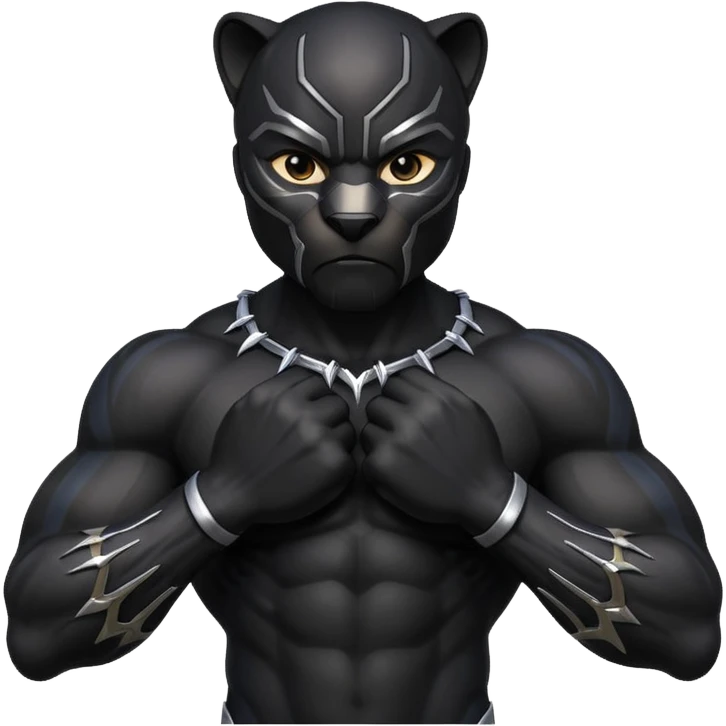 Black panther doing signature pose while standing crossing his claws on his chest emoji