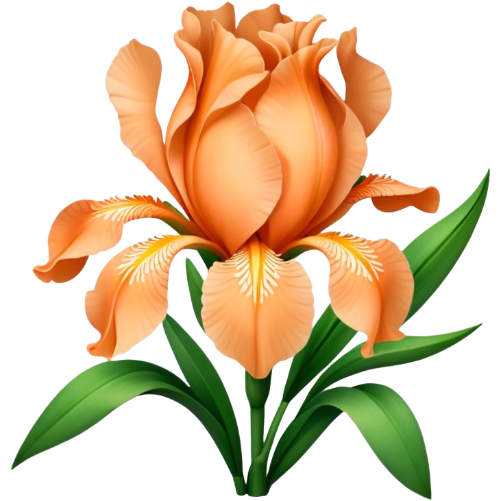 big bouquet Peach Iris, luxuriant, leaf, bud emoji