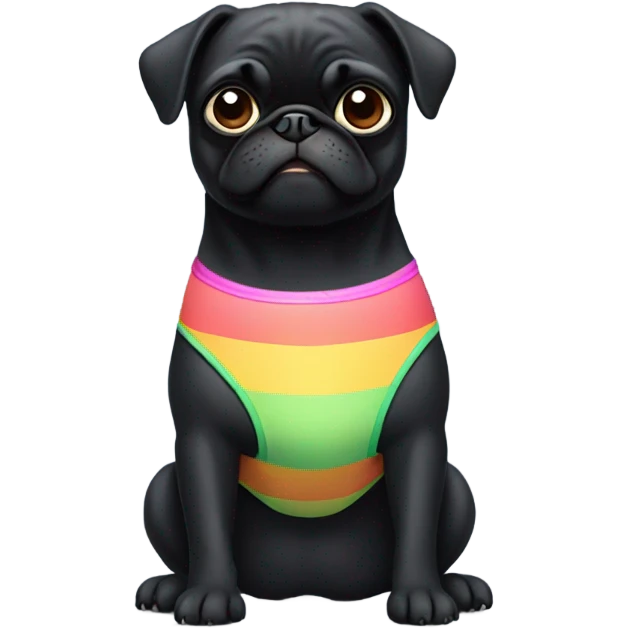 Black pug in a swimsuit bikini emoji