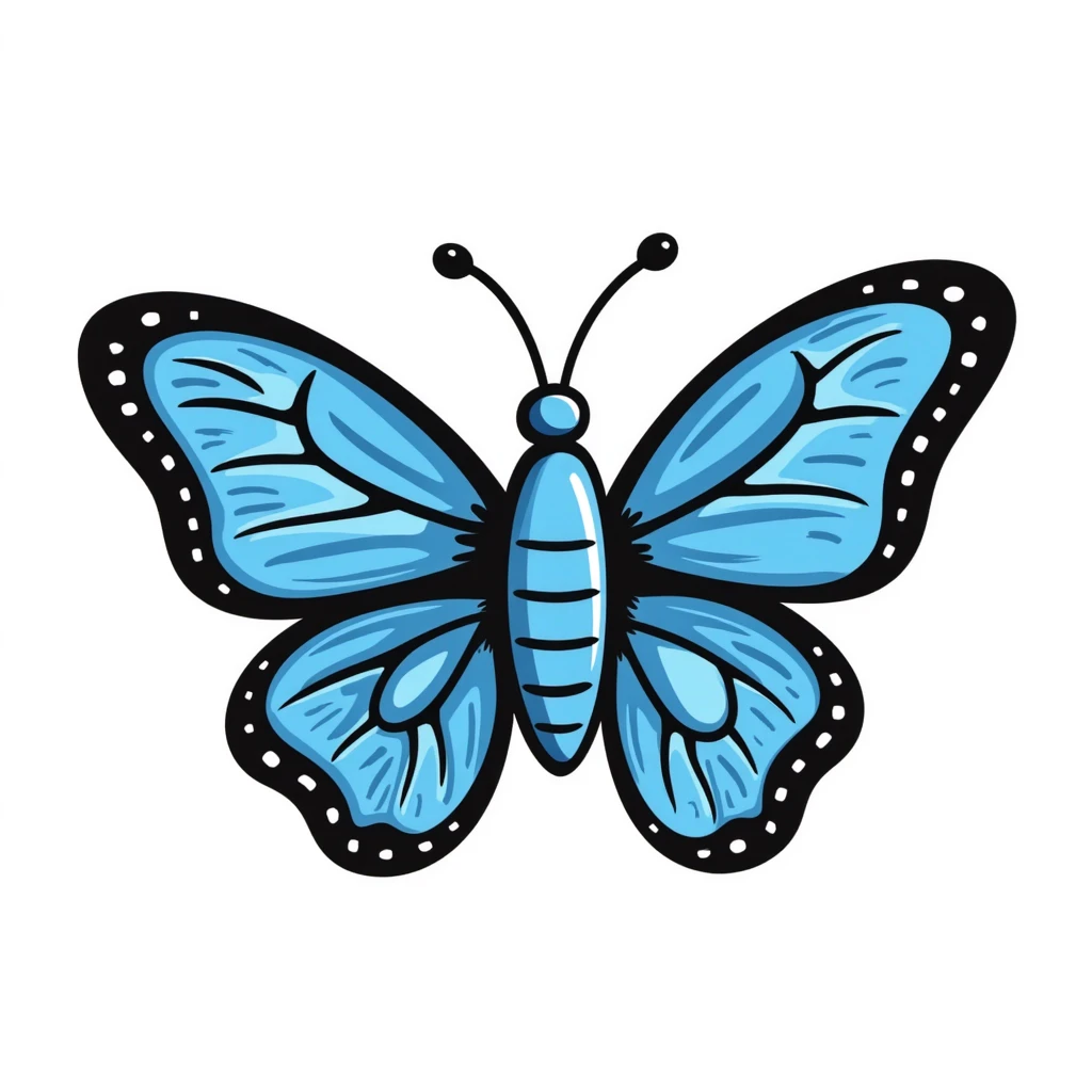 Cute blue butterfly with detailed wings and pattern emoji