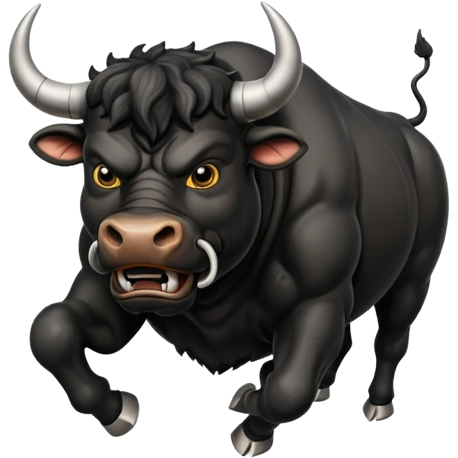angry running black bull front view with steam from nostrils emoji