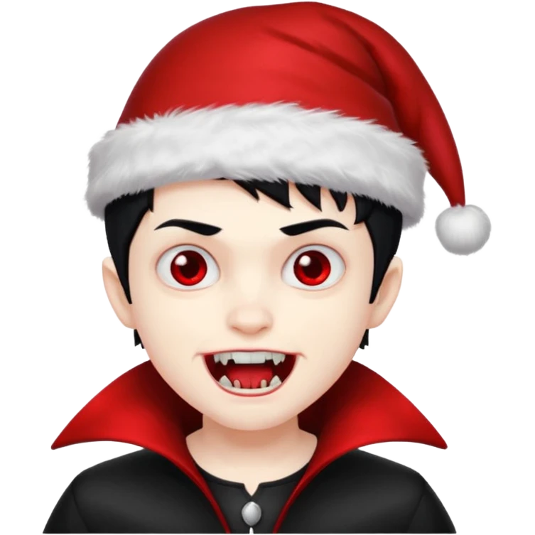 Vampire boy ,Fangs , cHristmas hat ,black hair emoji