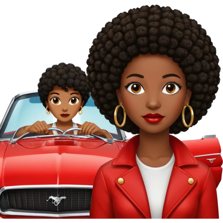 Classic mustang dark women with short afro emoji