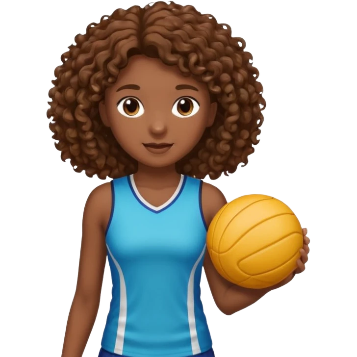 Young girl with curly brown hair playing netball emoji