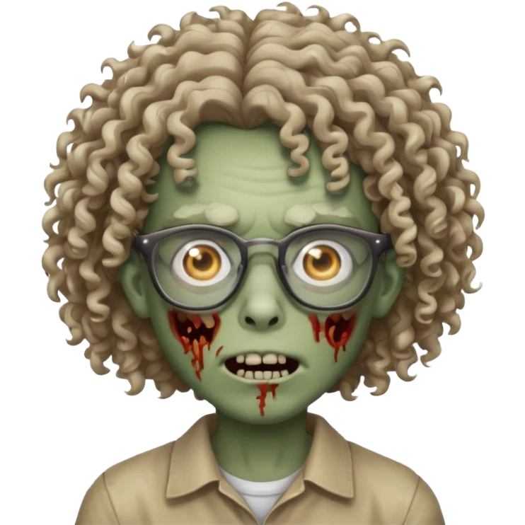 curly hair zombie with glasses emoji