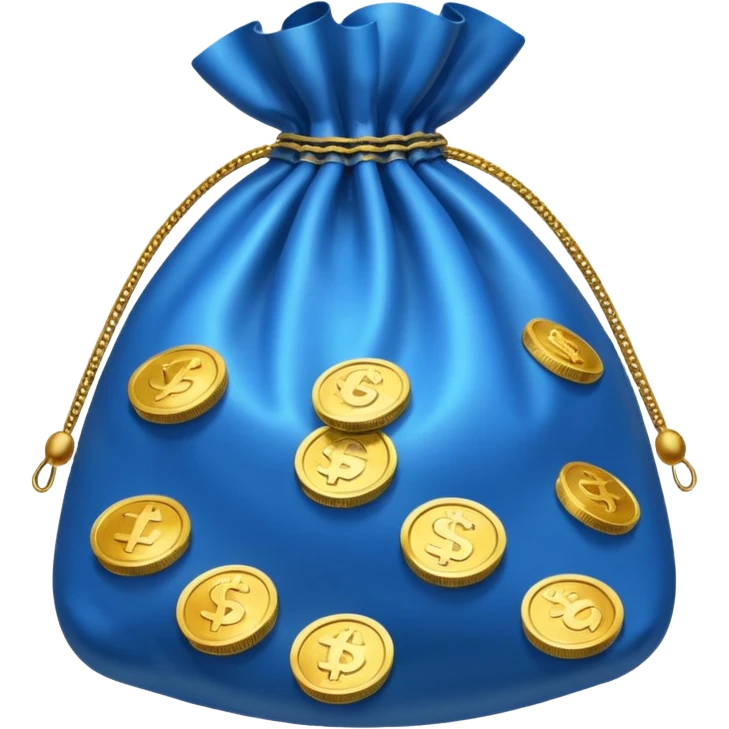 money bag full off blue coins emoji
