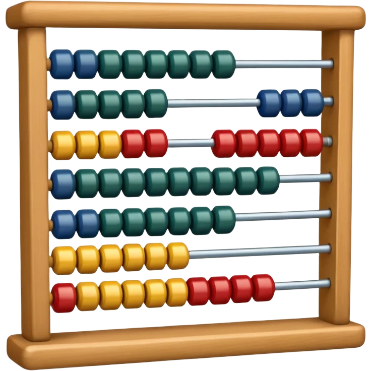 Generate 6 unique emoji-style icons of different abacus designs showing counting beads, wooden frames, and educational math tools. emoji