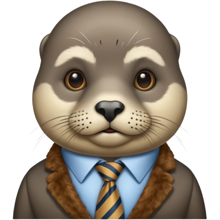 mustached seal with tie emoji