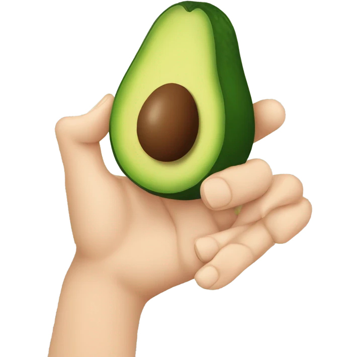 A half cut avocado in hand emoji