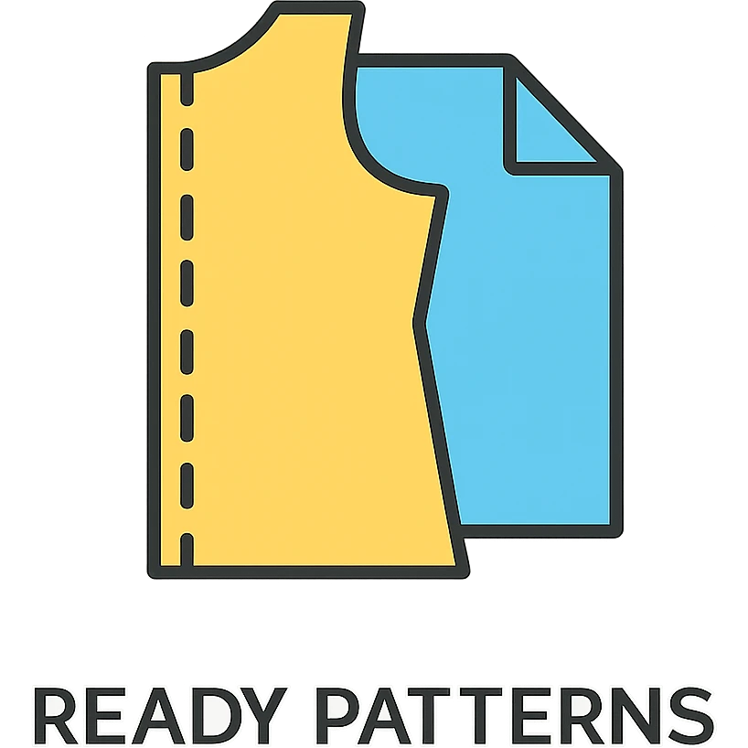 Google Material Design icon for 'Ready Patterns' showing a clean pattern piece icon or folded paper icon. emoji