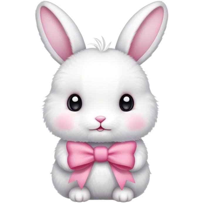 White bunny with a pink bow  emoji
