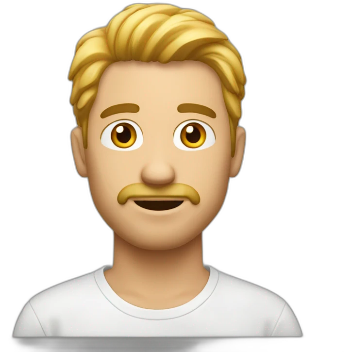 hombre blanco, pelo rapado, casual emoji