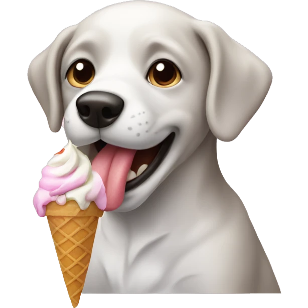 Dog eating icecream emoji
