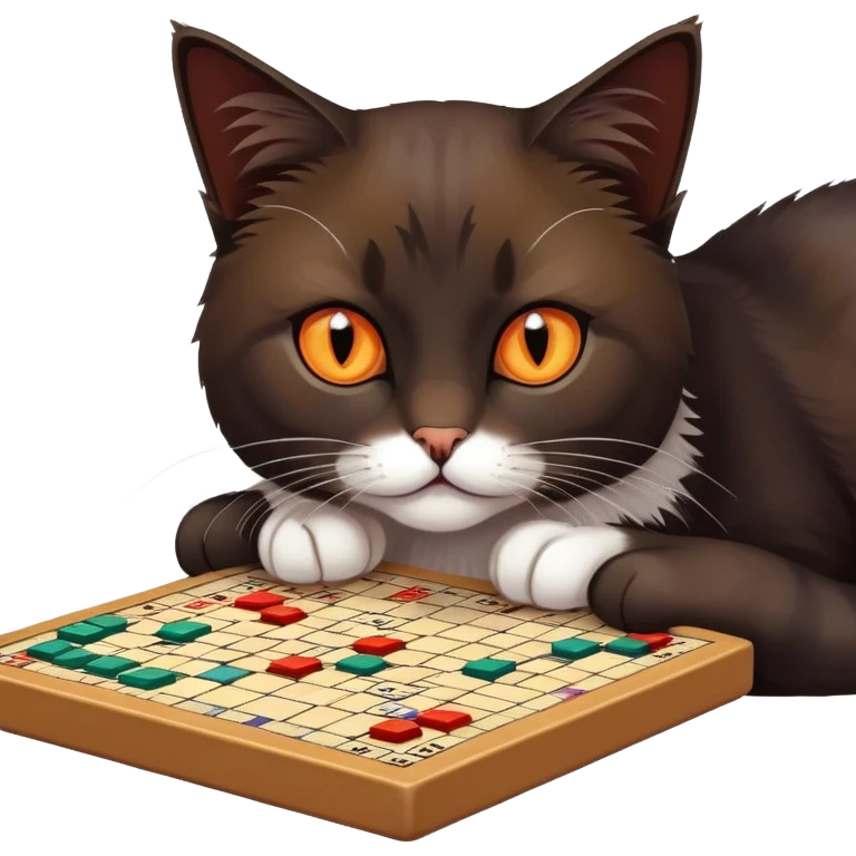 Dark no orange multi colored Cat playing scrabble  emoji