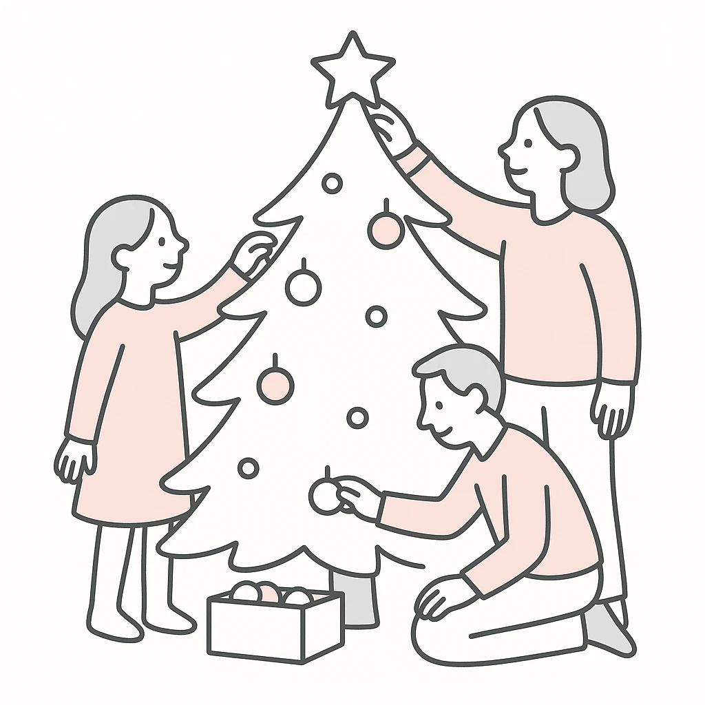 people decorating a Christmas tree emoji