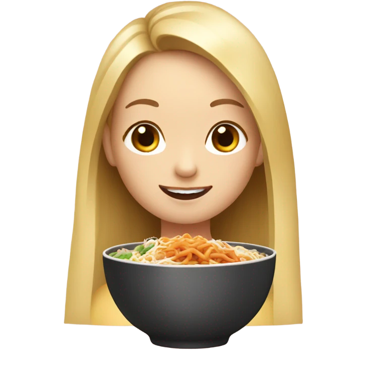  Blonde long hair girl eating Korean food emoji