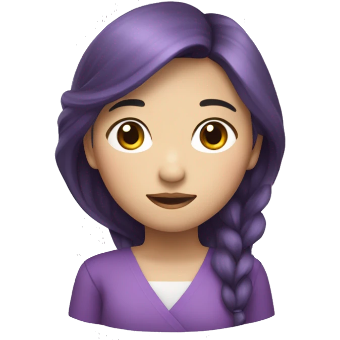 Fille coréenne avec de long cheveux violets  emoji