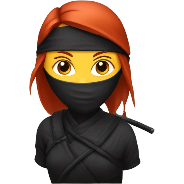 female red haired ninja with face covered emoji